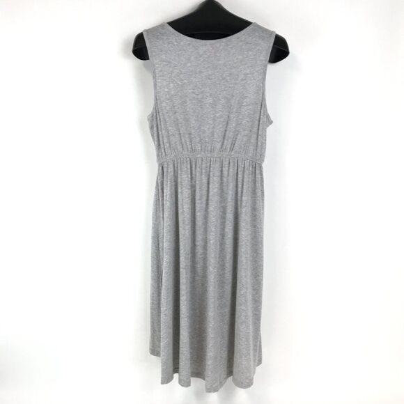 Mix & Co. Scoop Neck Tank Dress Women's Large Gray Pocket Stretch Knit High-Low - Picture 3 of 8